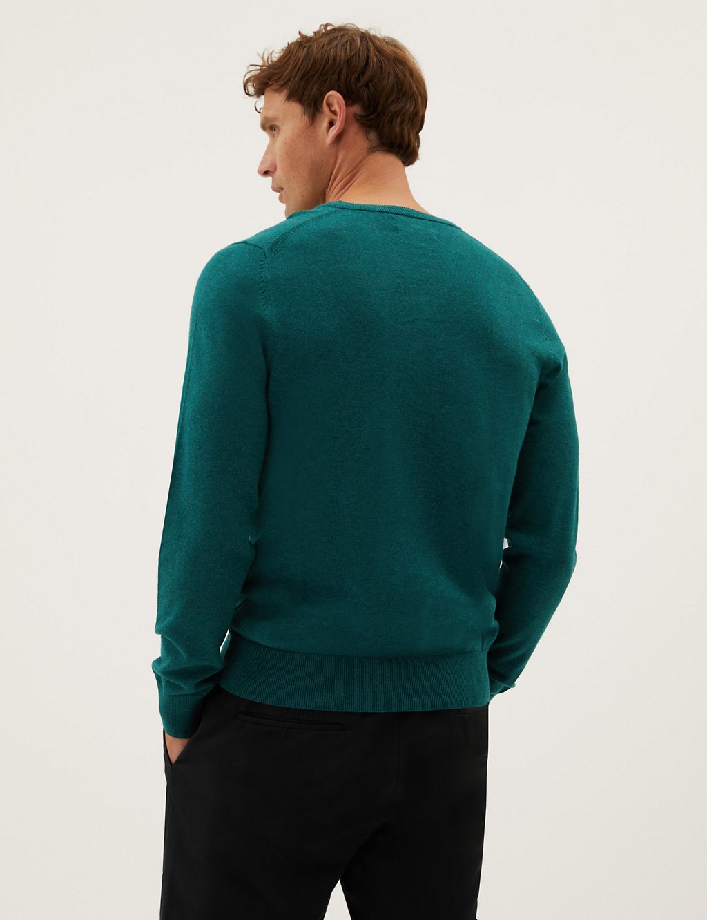 Pure Cotton V-Neck Knitted Jumper 4 of 4