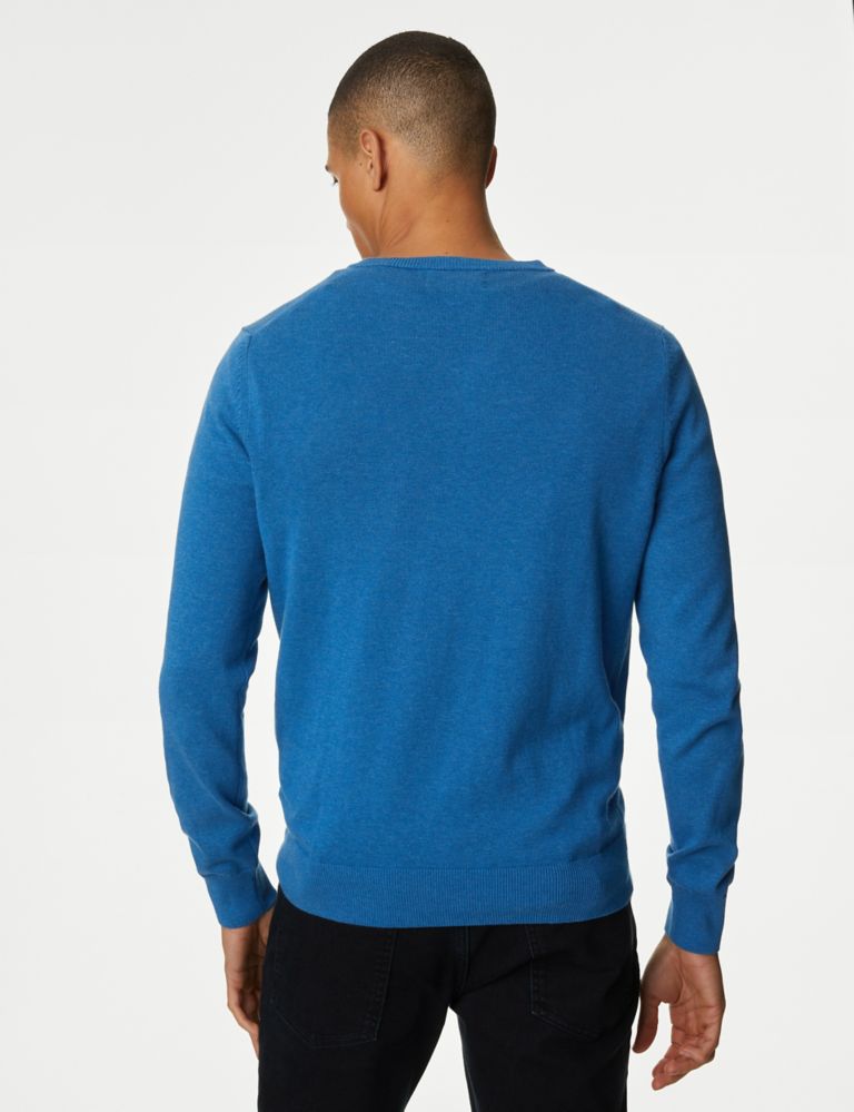 Pure Cotton V-Neck Knitted Jumper 5 of 5