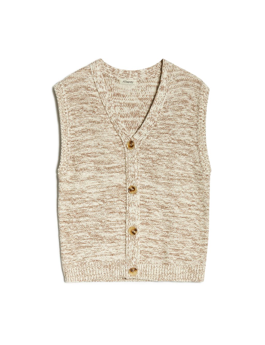 Pure Cotton V-Neck Knitted Waistcoat 1 of 4