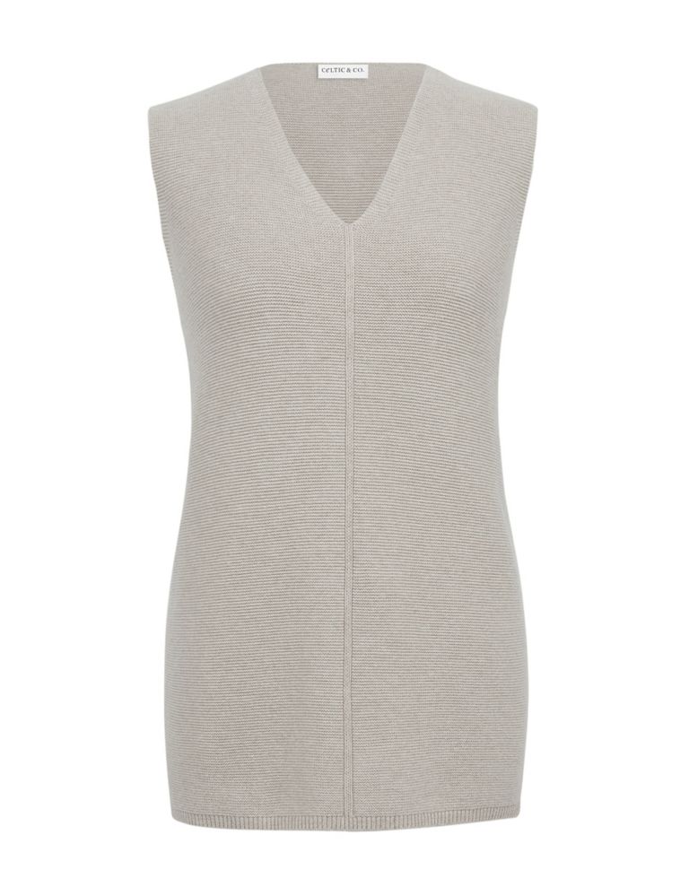 Pure Cotton V-Neck Longline Knitted Vest 2 of 3