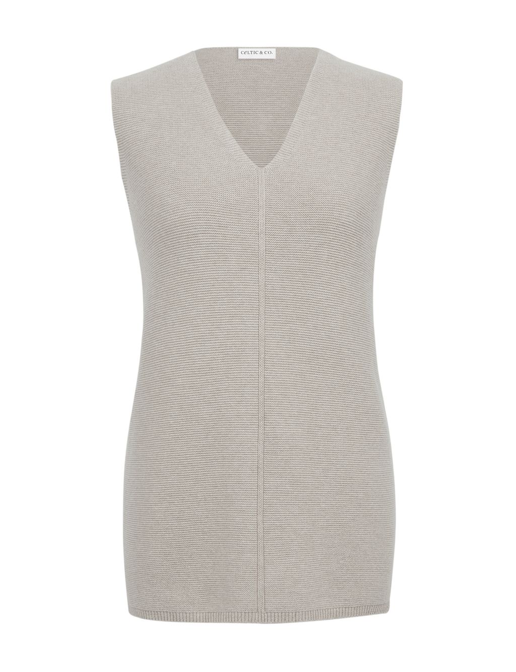 Pure Cotton V-Neck Longline Knitted Vest 1 of 3