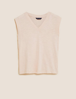 Pure Cotton V-Neck Short Sleeve Top Image 2 of 5