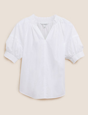 Pure Cotton V-Neck Short Sleeve Top Image 2 of 7