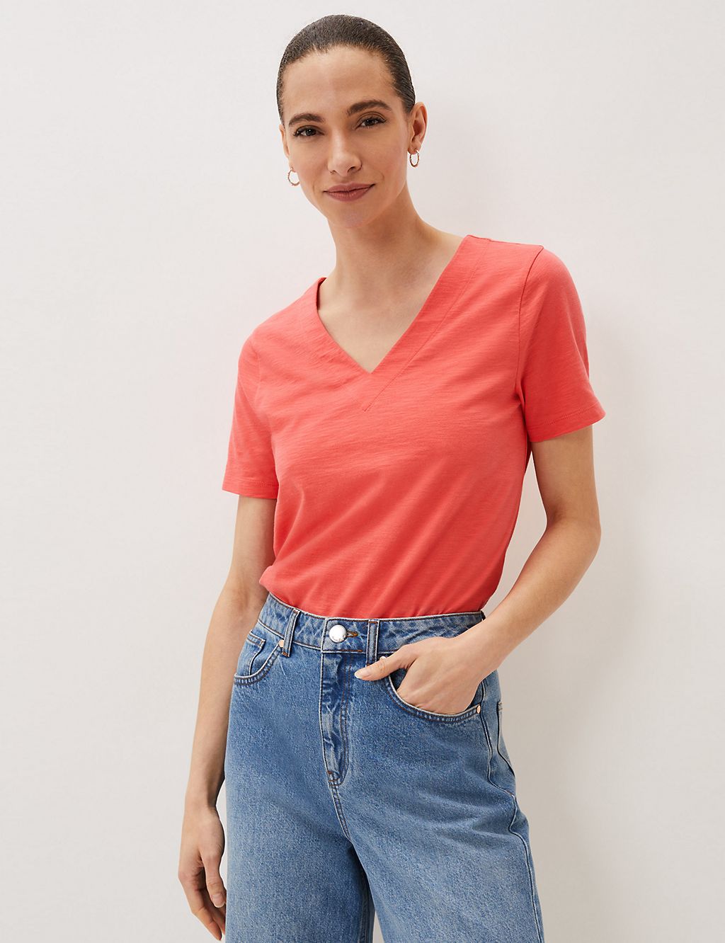 Pure Cotton V-Neck Short Sleeve Top 3 of 5