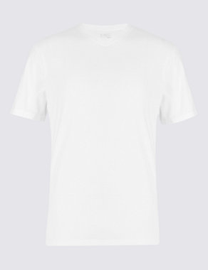 Pure Cotton V-Neck Stay Soft T-Shirt with StayNEW™ Image 2 of 3