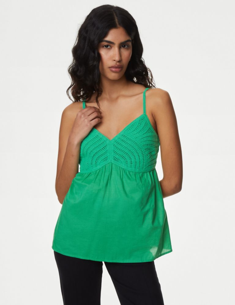 Pure Cotton V-Neck Textured Cami Top 4 of 5
