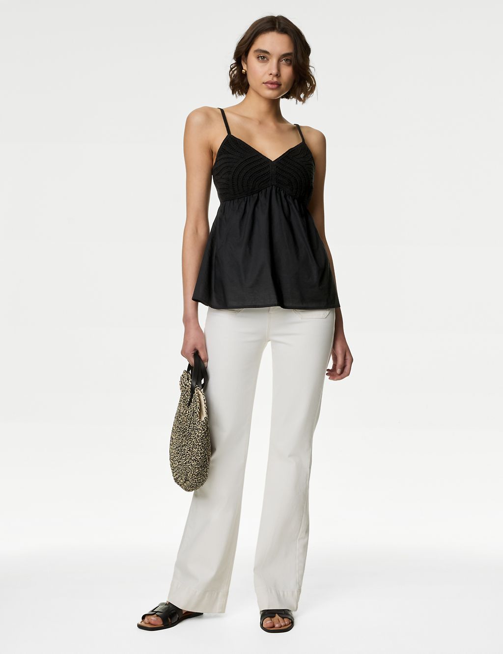 Pure Cotton V-Neck Textured Cami Top 2 of 5