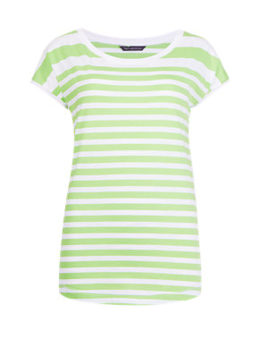 Pure Cotton Variegated Striped Slouch T-Shirt Image 2 of 4