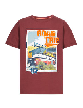 Pure Cotton Vehicle Print Boys T-Shirt (5-14 Years) Image 2 of 3