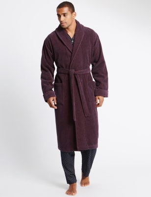 Pure Cotton Velour Luxury Dressing Gown M S SARTORIAL M S