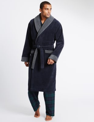 cotton velour dressing gown mens