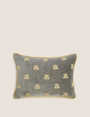 grey velvet bolster cushion