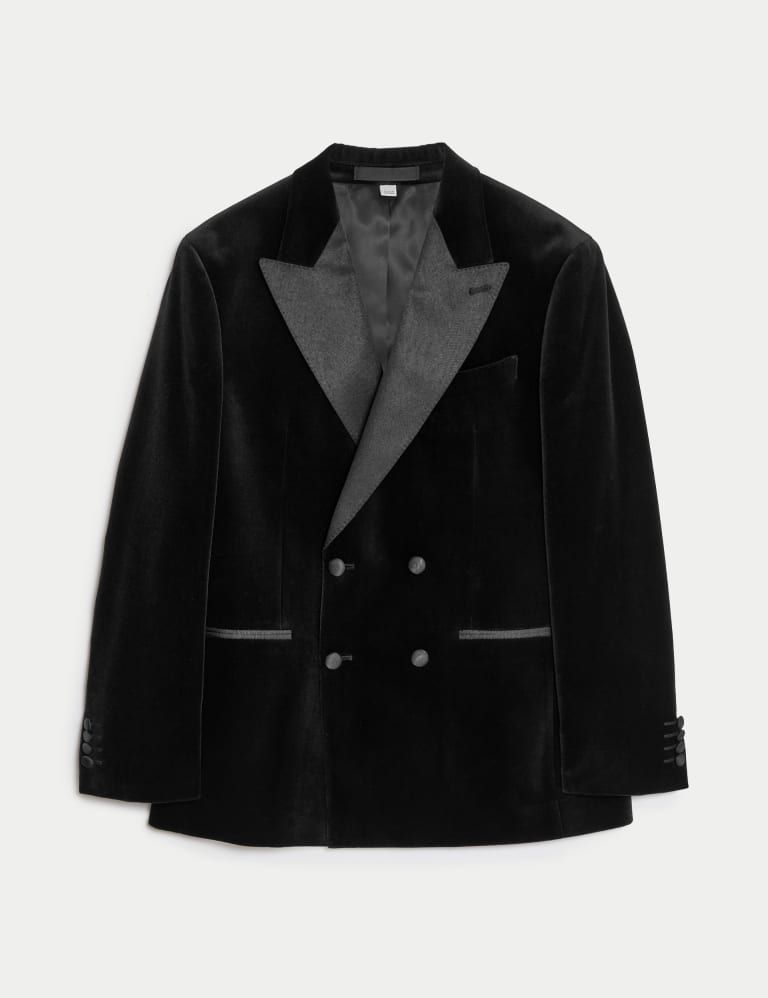 Pure Cotton Velvet Double Breasted Blazer