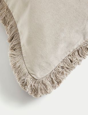 Pure Cotton Velvet Fringed Cushion | M&S Collection | M&S