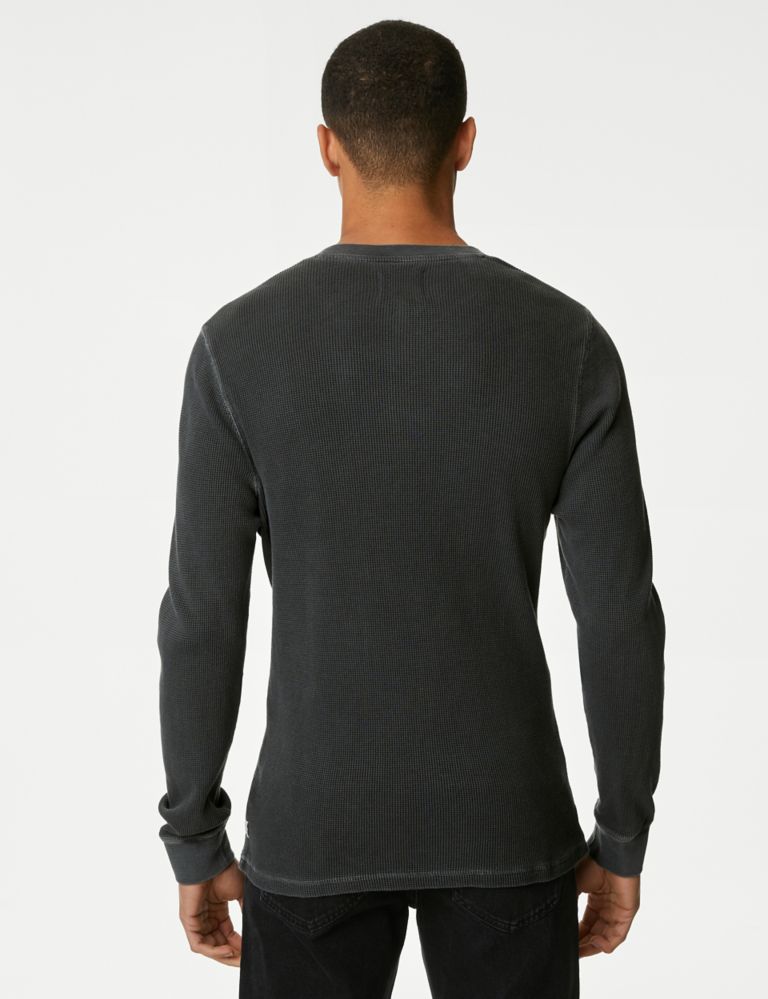 Pure Cotton Waffle Henley Long Sleeve Top 5 of 5