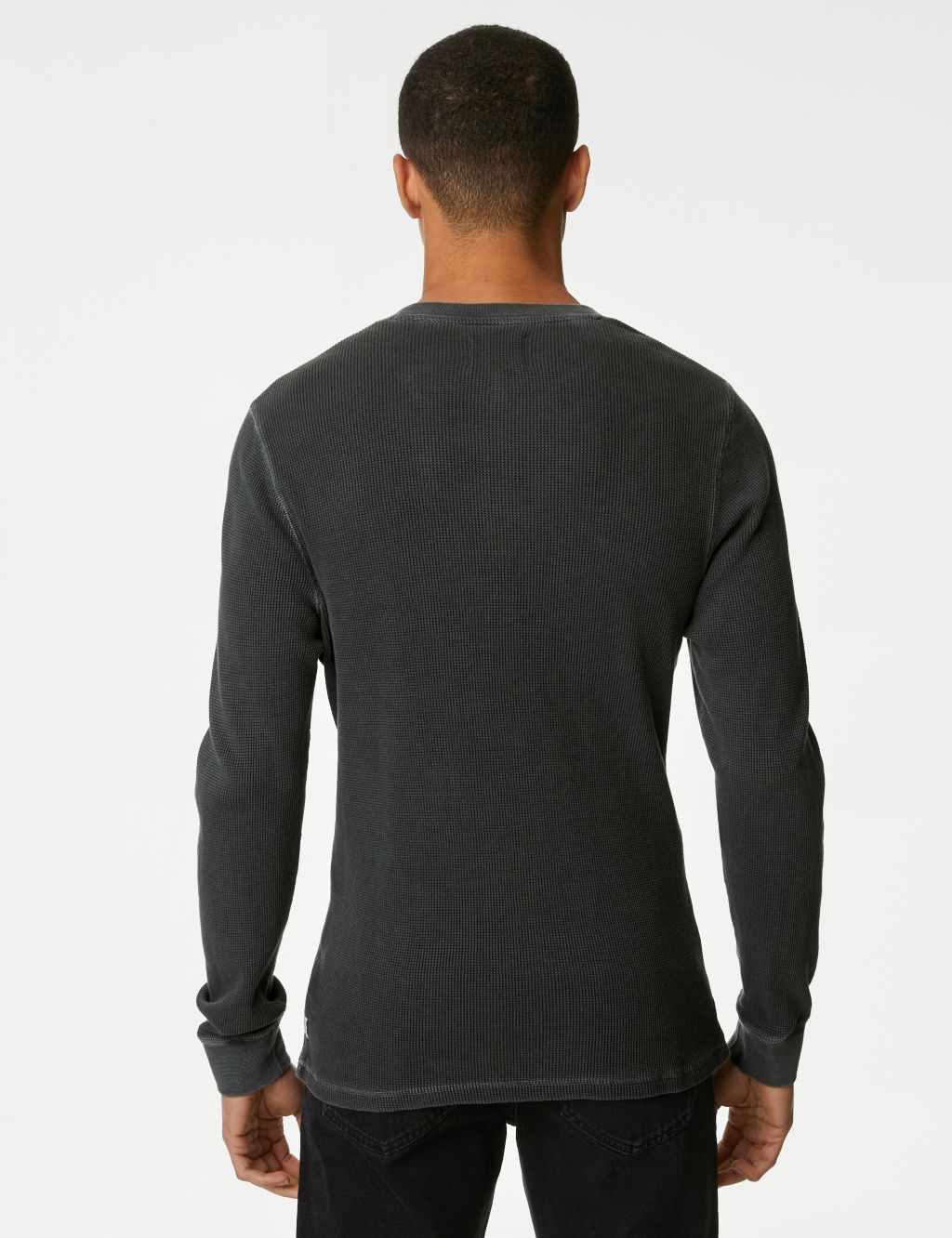 Pure Cotton Waffle Henley Long Sleeve Top | M&S Collection | M&S