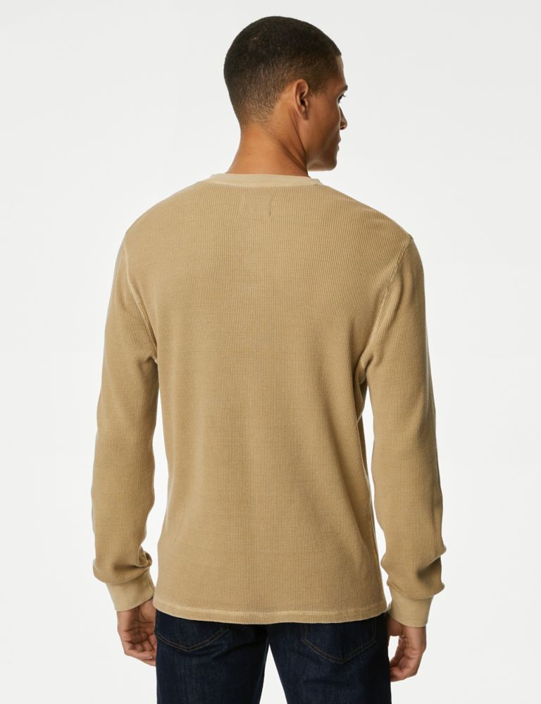 Pure Cotton Waffle Henley Long Sleeve Top 5 of 5