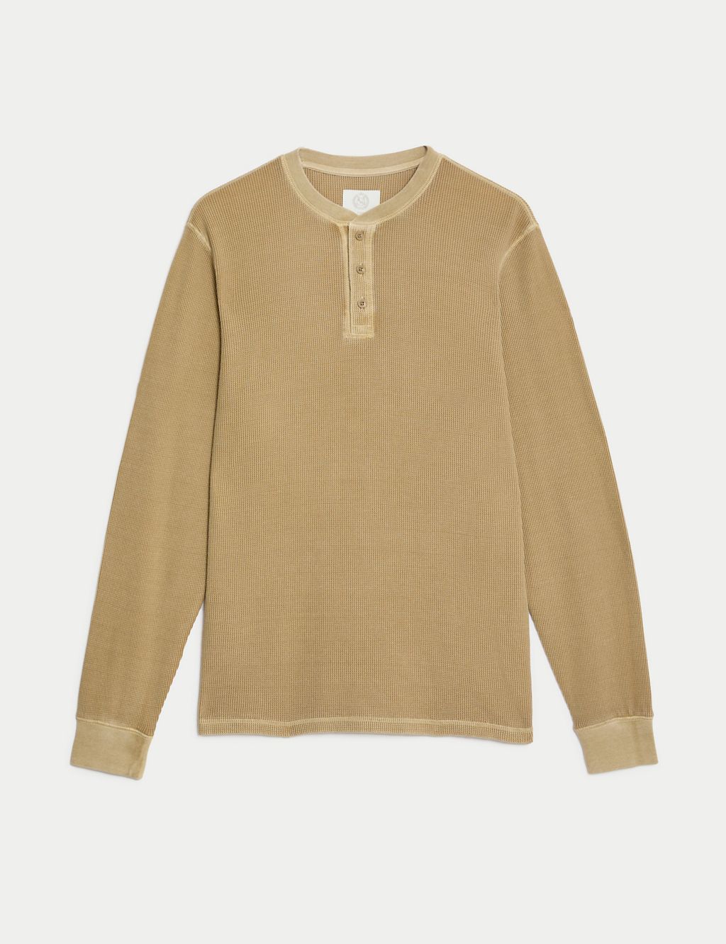 Pure Cotton Waffle Henley Long Sleeve Top 1 of 5