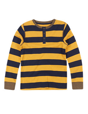 Pure Cotton Waffle Striped T-Shirt (1-7 Years) Image 2 of 3
