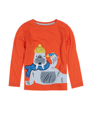 Pure Cotton Walrus T-Shirt (1-7 Years) Image 2 of 4