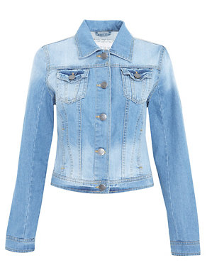 Pure Cotton Washed Look Denim Jacket Image 2 of 9