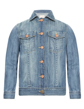 Pure Cotton Washed Look Denim Jacket Image 2 of 4