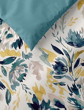 Pure Cotton Watercolour Floral Bedding Set Image 2 of 5