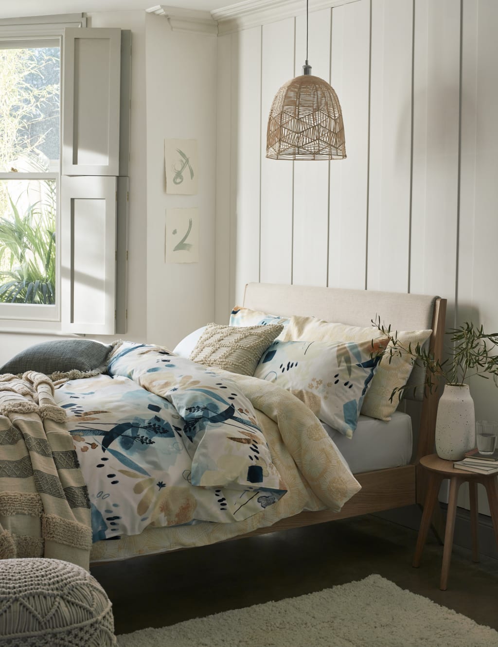 Pure Cotton Watercolour Floral Bedding Set, M&S Collection