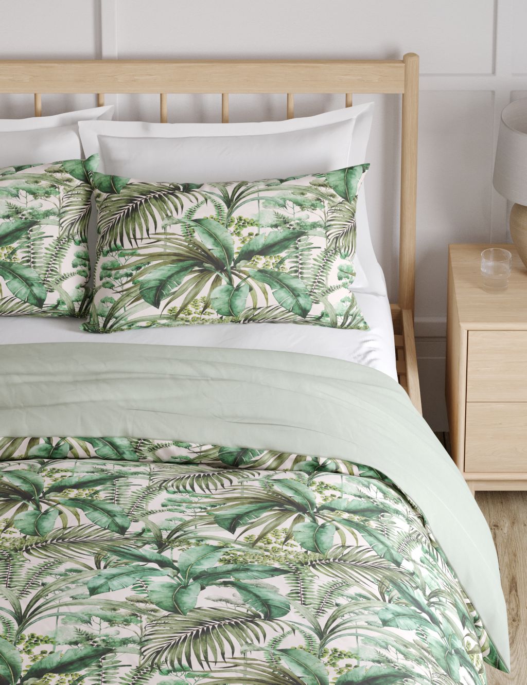Pure Cotton Watercolour Palm Bedding Set 2 of 6