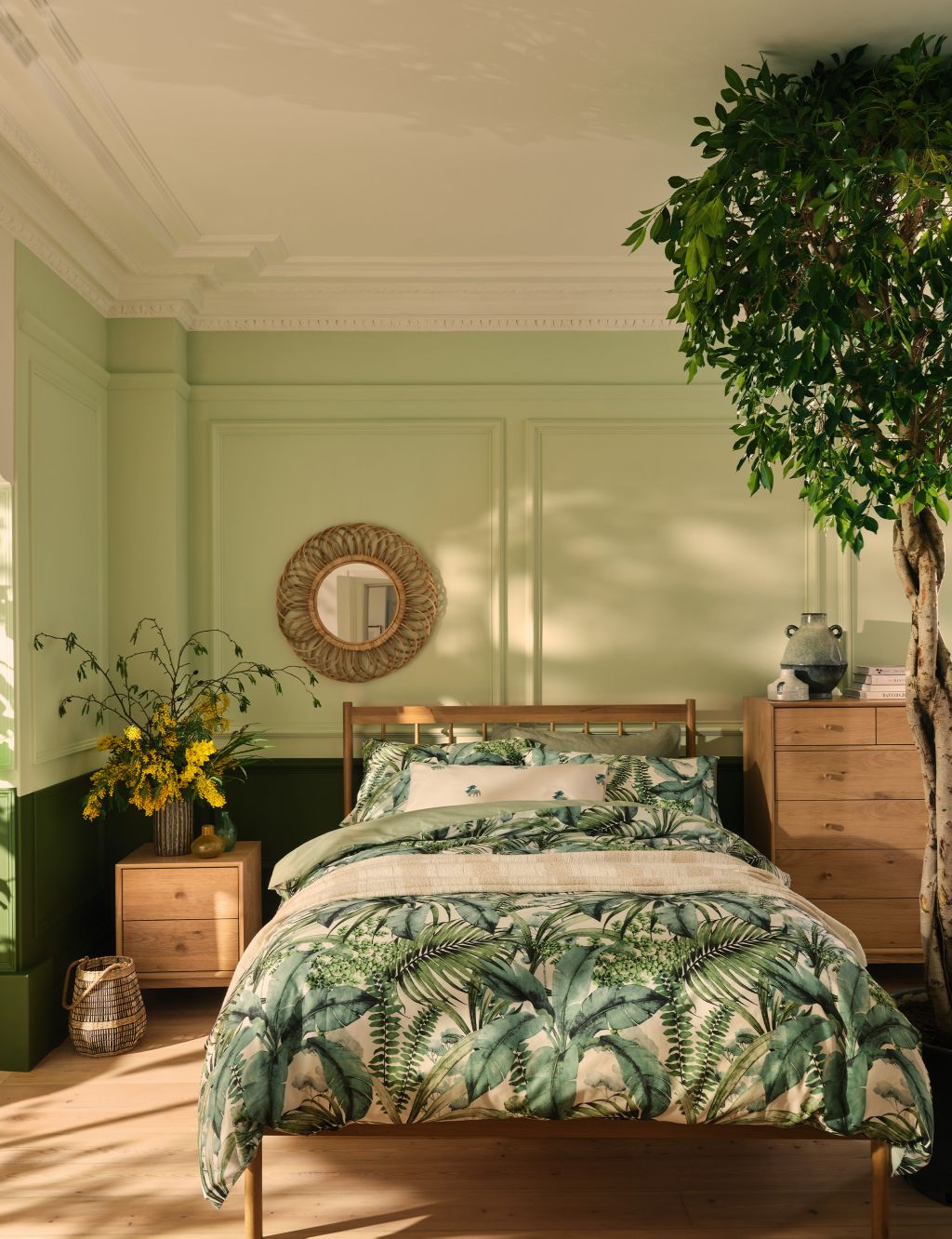 Pure Cotton Watercolour Palm Bedding Set | M&S Collection | M&S