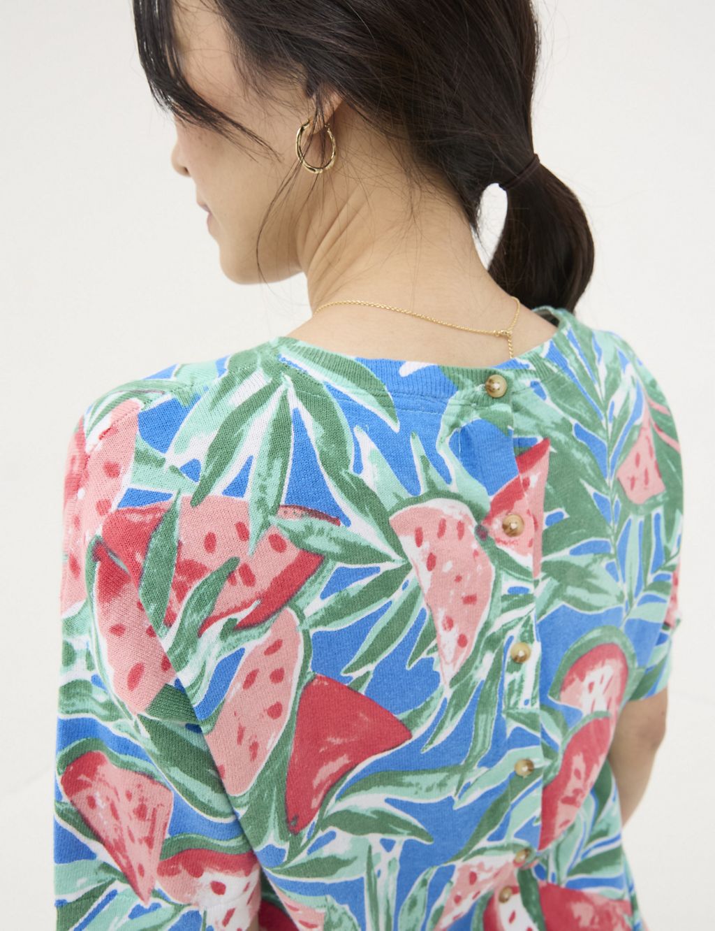 Pure Cotton Watermelon Print Knitted Top 4 of 5