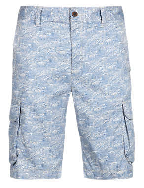 Pure Cotton Wave Print Cargo Shorts Image 2 of 3