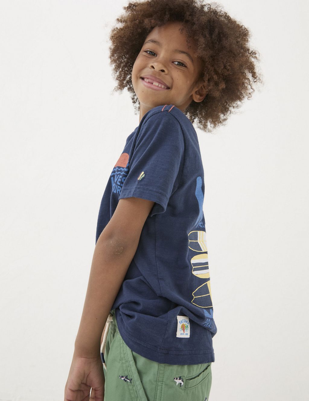 Pure Cotton Wave Print T-Shirt (3-13 Yrs) 2 of 5