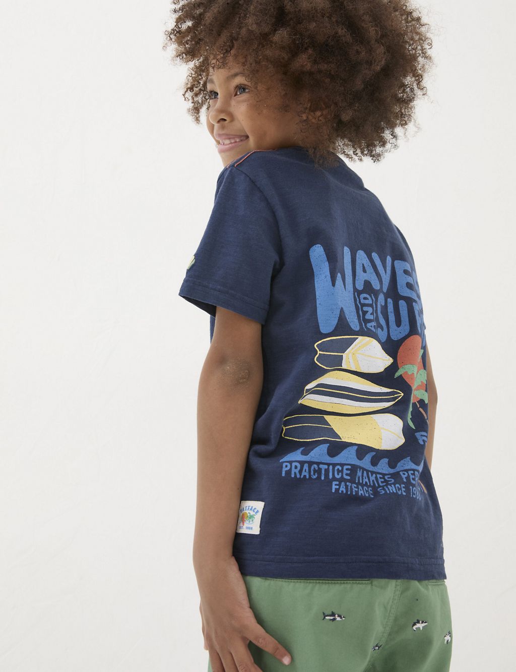 Pure Cotton Wave Print T-Shirt (3-13 Yrs) 4 of 5