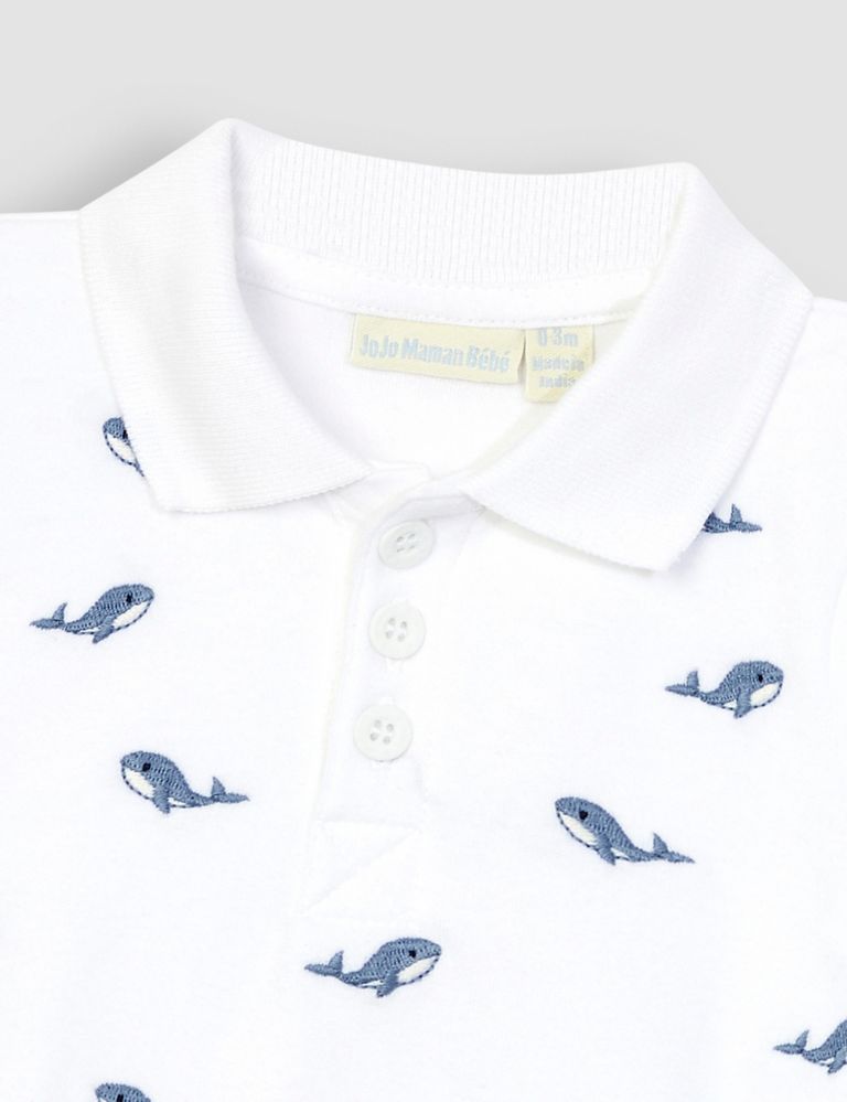 Pure Cotton Whale Embroidered Bodysuit (0-3 Yrs) 2 of 3