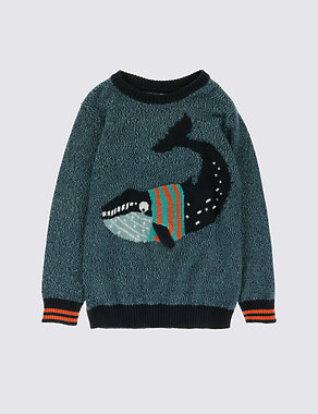 Pure Cotton Whale Knitted Jumper (1-7 Years) Image 2 of 3