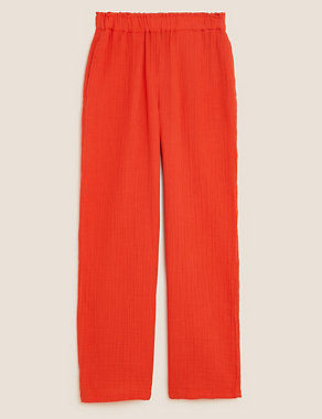 Pure Cotton Wide Leg Trousers Image 2 of 6