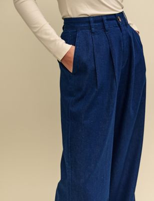 Cotton Blend Wide Leg Trousers, Nobody's Child