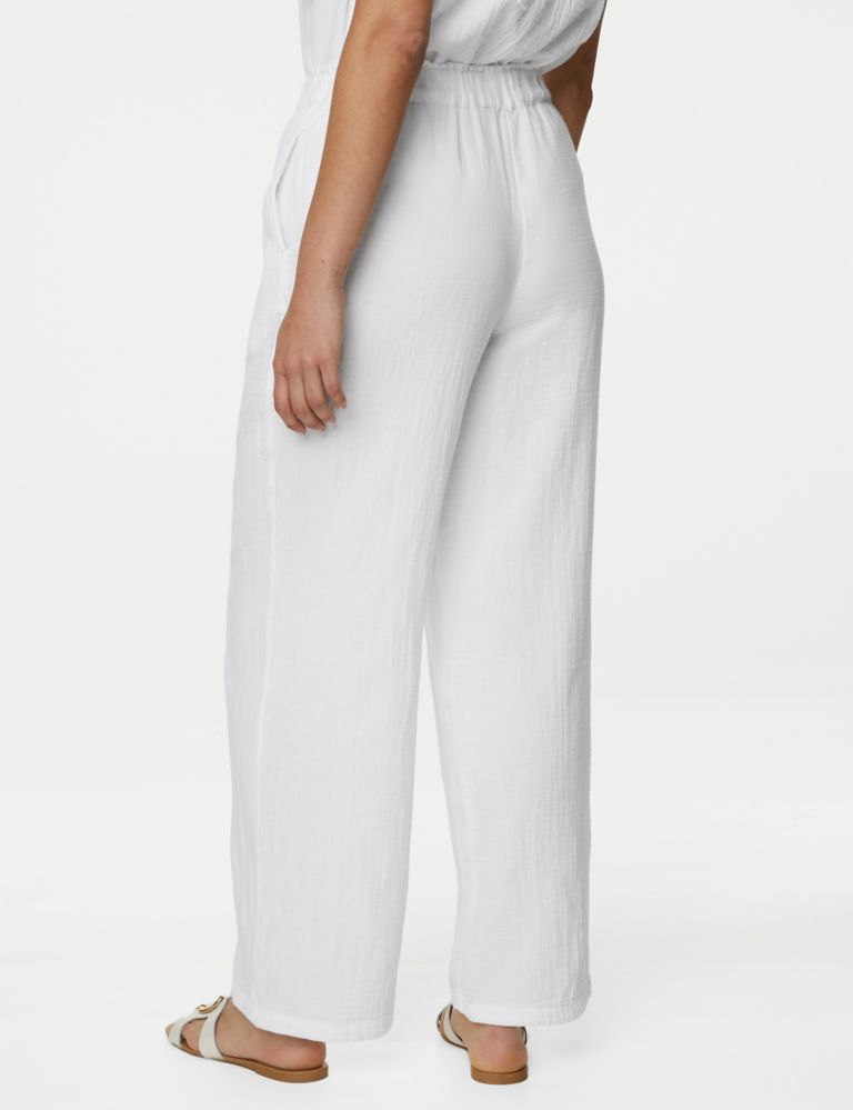 Pure Cotton Wide Leg Trousers 5 of 5