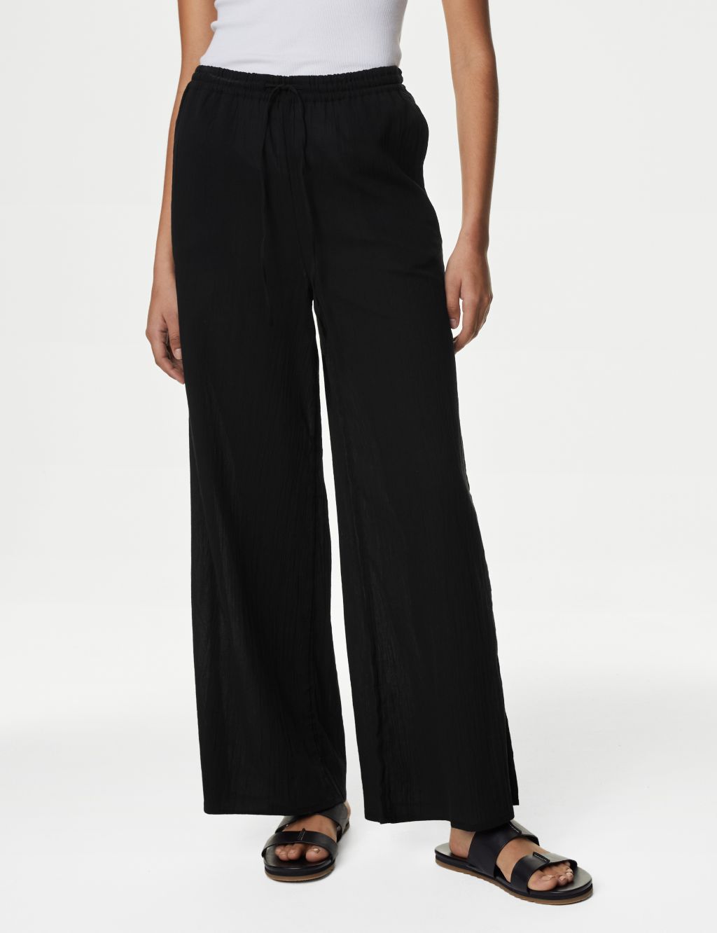 Pure Cotton Wide Leg Trousers 2 of 5