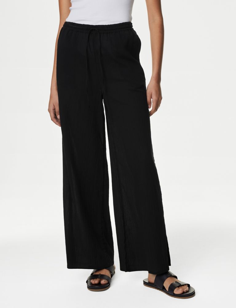 Pure Cotton Wide Leg Trousers 3 of 5