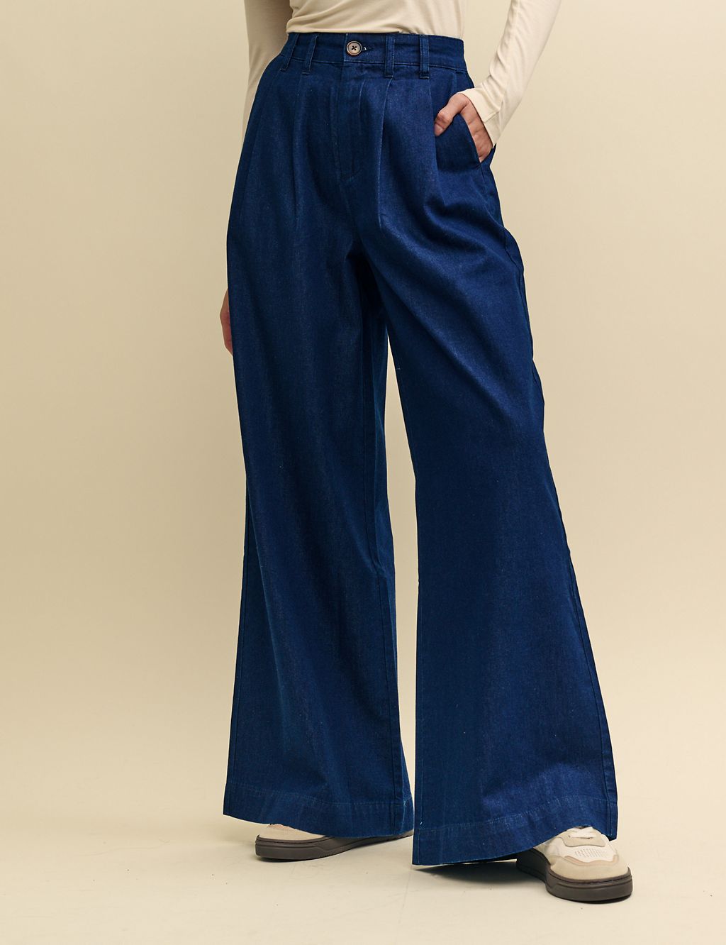 Pure Cotton Wide Leg Trousers 3 of 4
