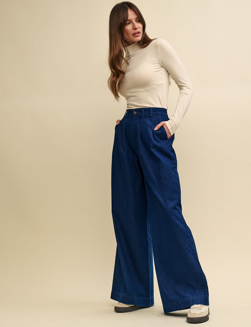 Pure Cotton Wide Leg Trousers 2 of 4