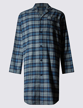 Pure Cotton Wincey Core Checked Nightshirt Image 2 of 3