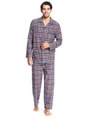 Pure Cotton Winceyette Checked Pyjamas M S Collection M S