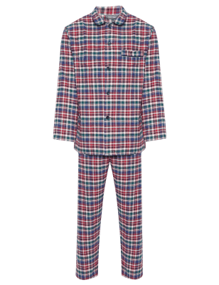 Pure Cotton Winceyette Checked Pyjamas M S Collection M S