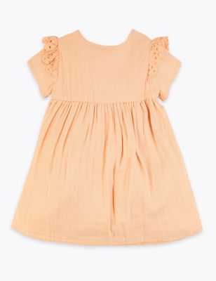 Pure Cotton Woven Dress (0-3 Yrs) Image 2 of 3