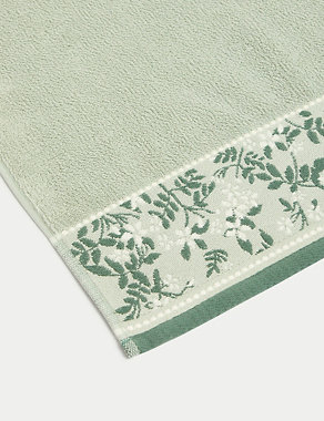 Pure Cotton Woven Floral Towel Image 2 of 5