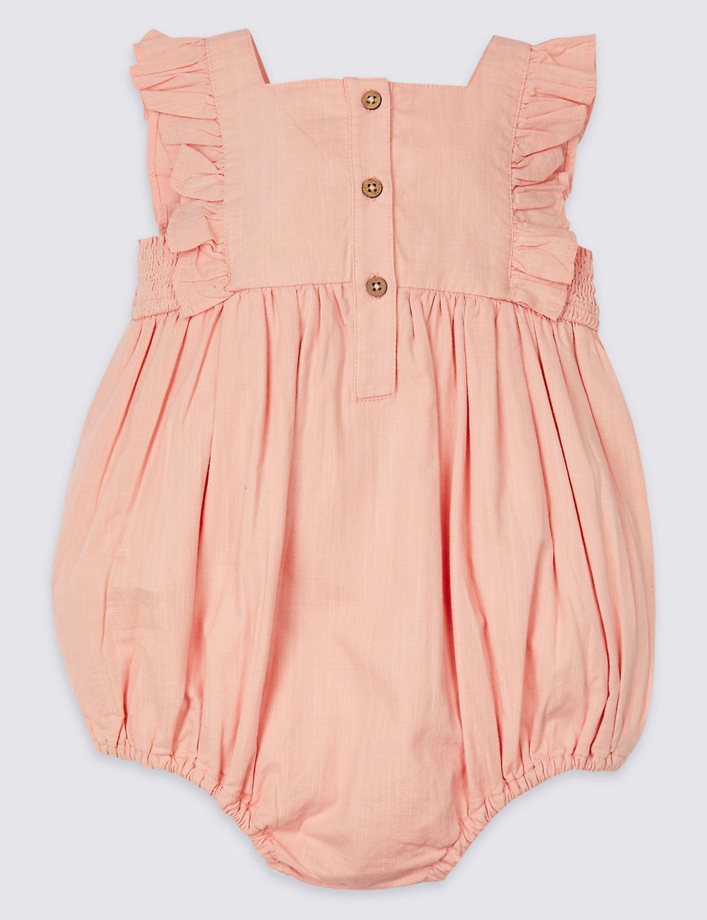 Pure Cotton Woven Frill Sleeve Rompers 1 of 3