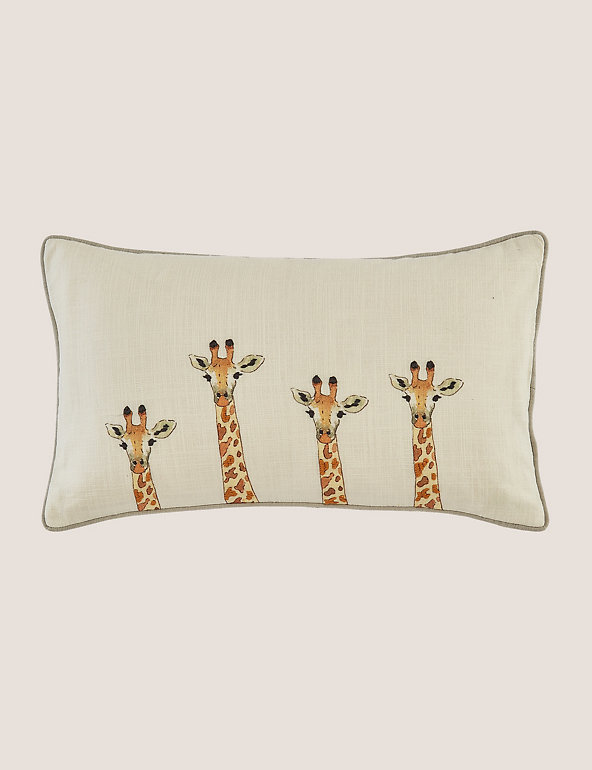 Pure Cotton ZSL Giraffe Cushion Image 1 of 2